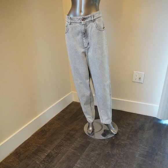 Brunello Cucinelli Monili Jeans Gray Acid Wash Denim Curved Tapered Leg Size 8 - Picture 4 of 11